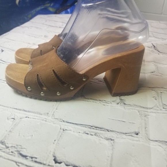 Vtg 80s brown suede slides sandals - Picture 9 of 12